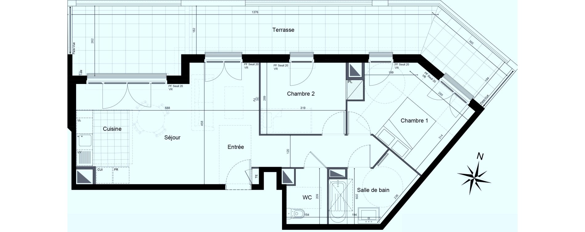 Appartement T3 de 63,19 m2 &agrave; Saint-Maur-Des-Foss&eacute;s Adamville
