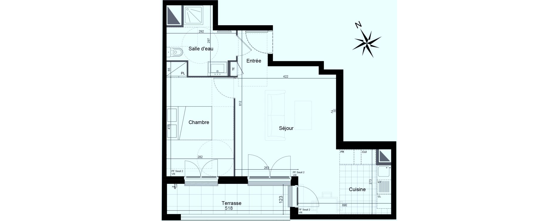 Appartement T2 de 47,96 m2 &agrave; Saint-Maur-Des-Foss&eacute;s Adamville
