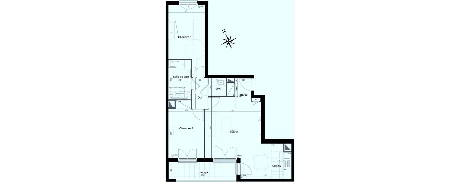 Appartement T3 de 64,26 m2 &agrave; Saint-Maur-Des-Foss&eacute;s Adamville