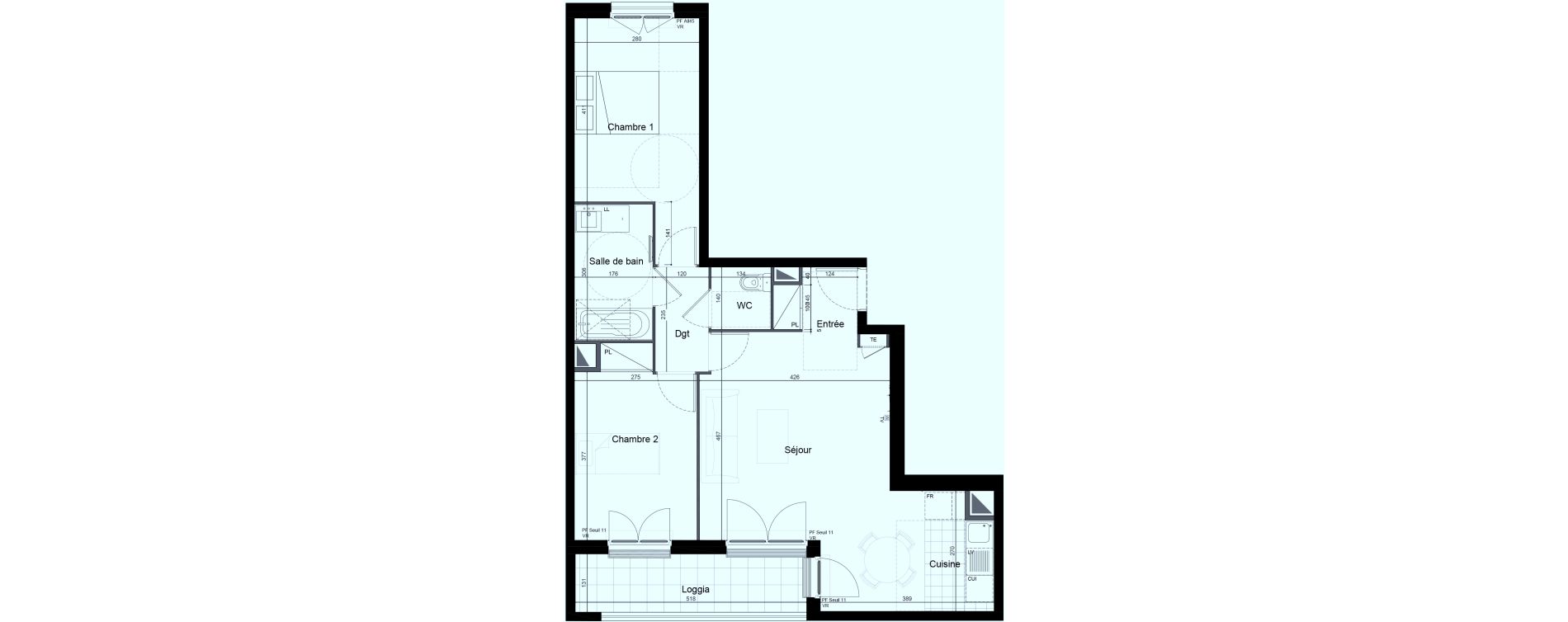 Appartement T3 de 64,26 m2 &agrave; Saint-Maur-Des-Foss&eacute;s Adamville