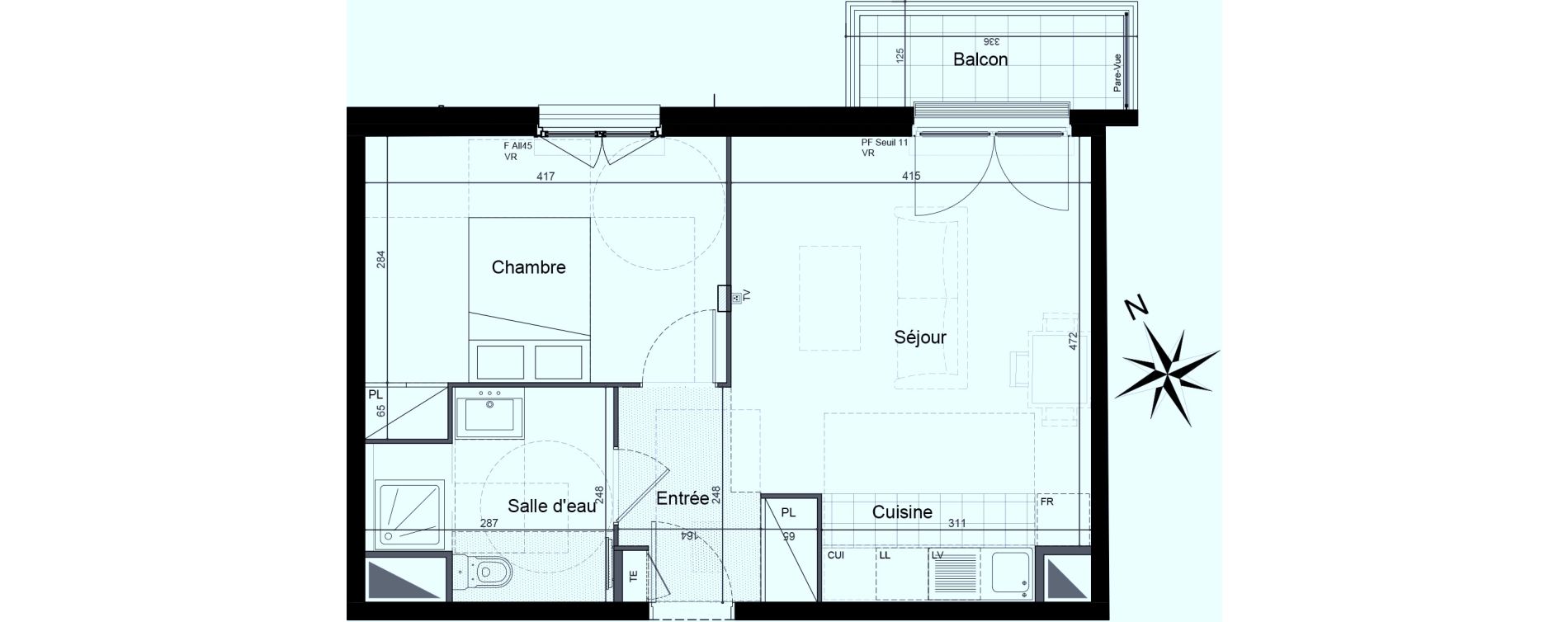 Appartement T2 de 43,10 m2 &agrave; Saint-Maur-Des-Foss&eacute;s Adamville