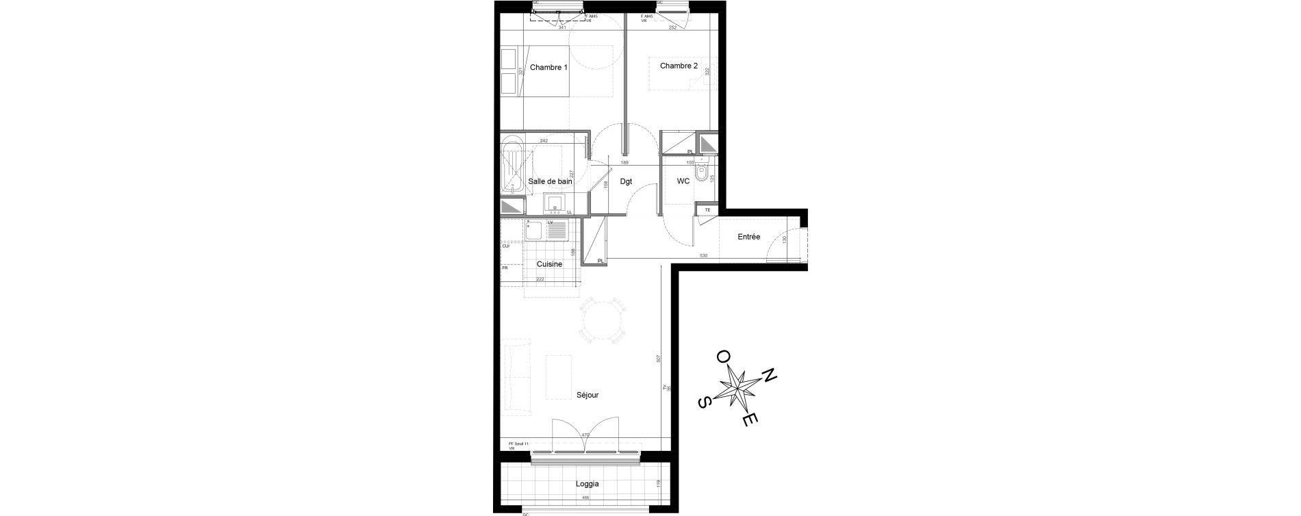 Appartement T3 de 65,61 m2 &agrave; Saint-Maur-Des-Foss&eacute;s Adamville