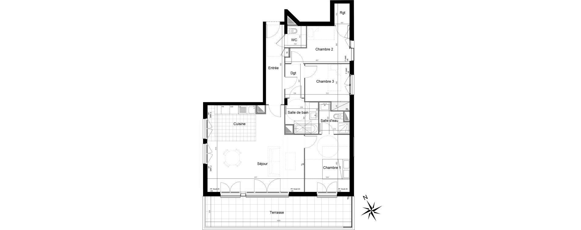 Appartement T4 de 91,77 m2 &agrave; Saint-Maur-Des-Foss&eacute;s Adamville