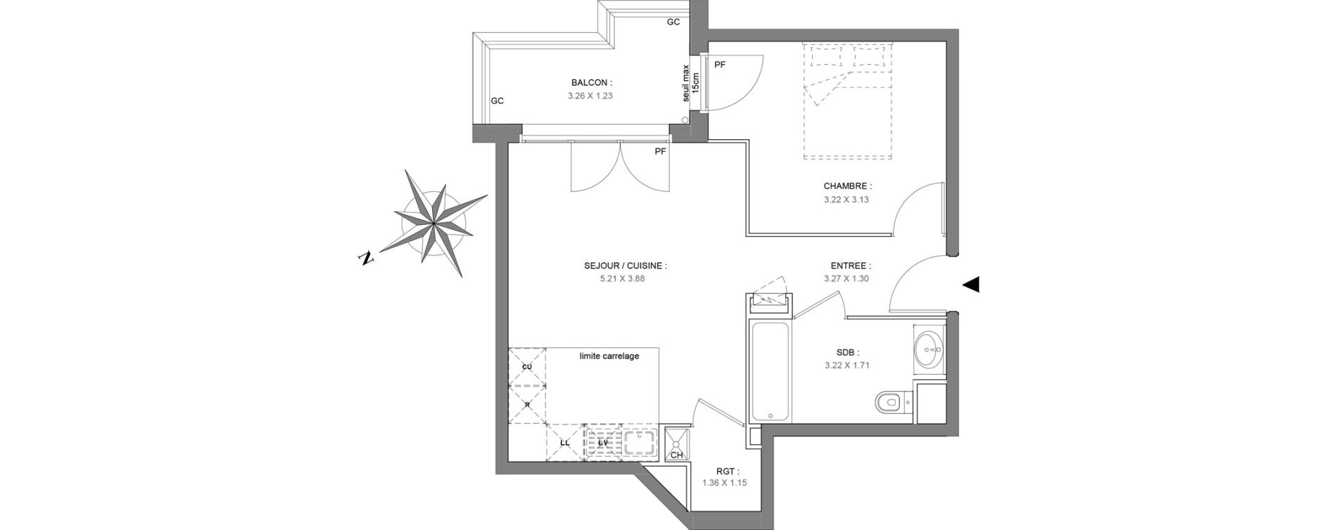 Appartement T2 de 41,32 m2 &agrave; Saint-Maur-Des-Foss&eacute;s La varenne saint hilaire