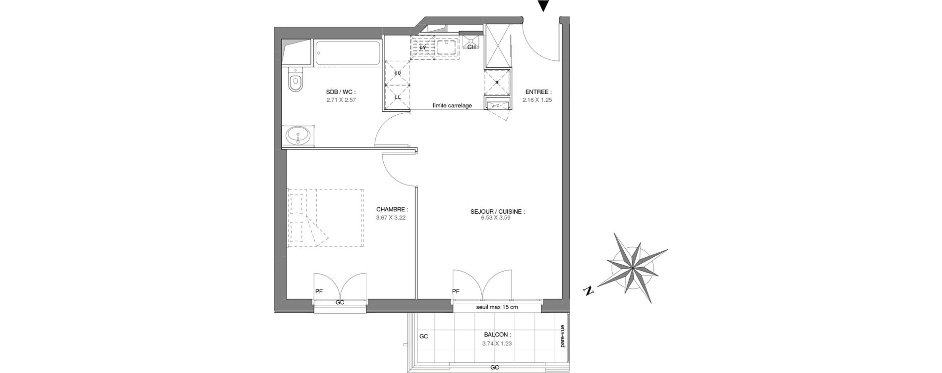 Appartement T2 de 44,58 m2 &agrave; Saint-Maur-Des-Foss&eacute;s La varenne saint hilaire