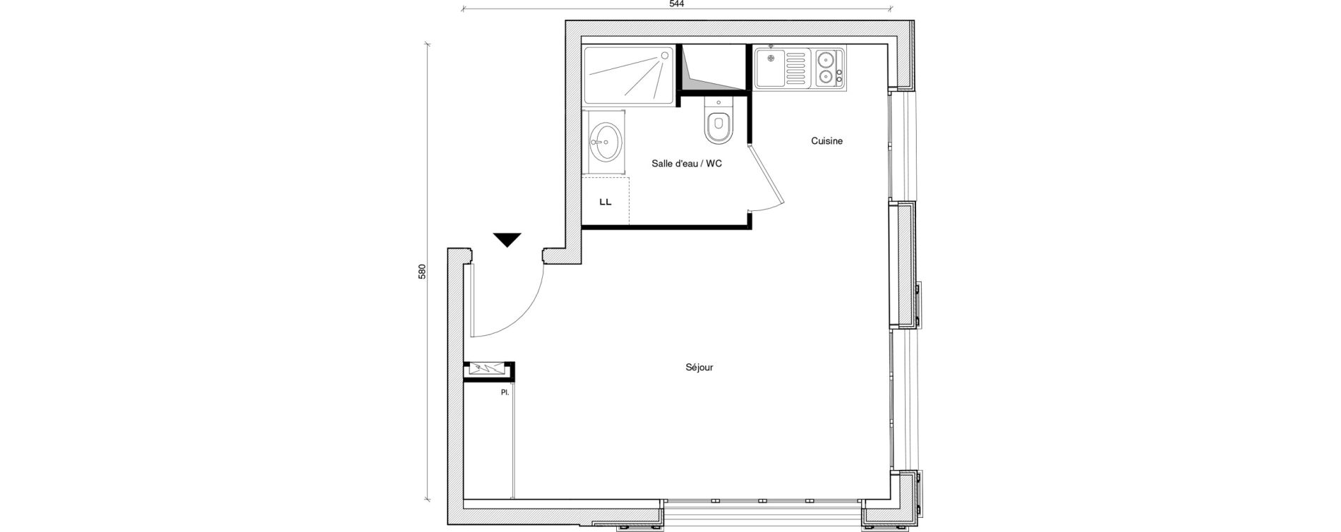 Appartement T1 de 26,22 m2 &agrave; Saint-Maur-Des-Foss&eacute;s Adamville