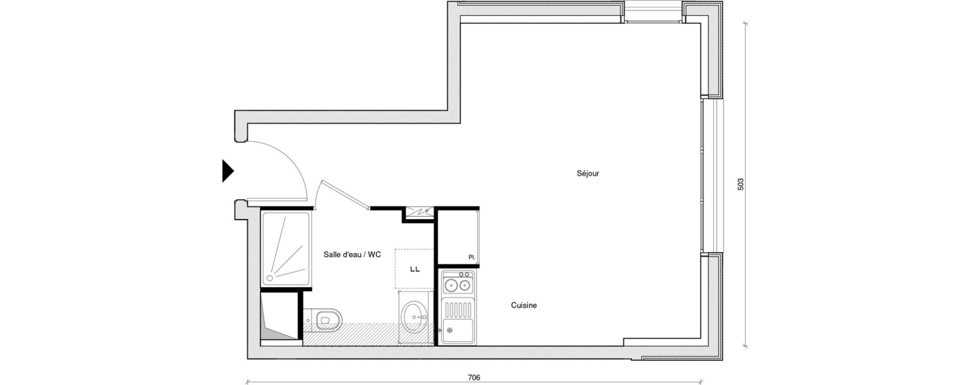 Appartement T1 de 28,76 m2 &agrave; Saint-Maur-Des-Foss&eacute;s Adamville