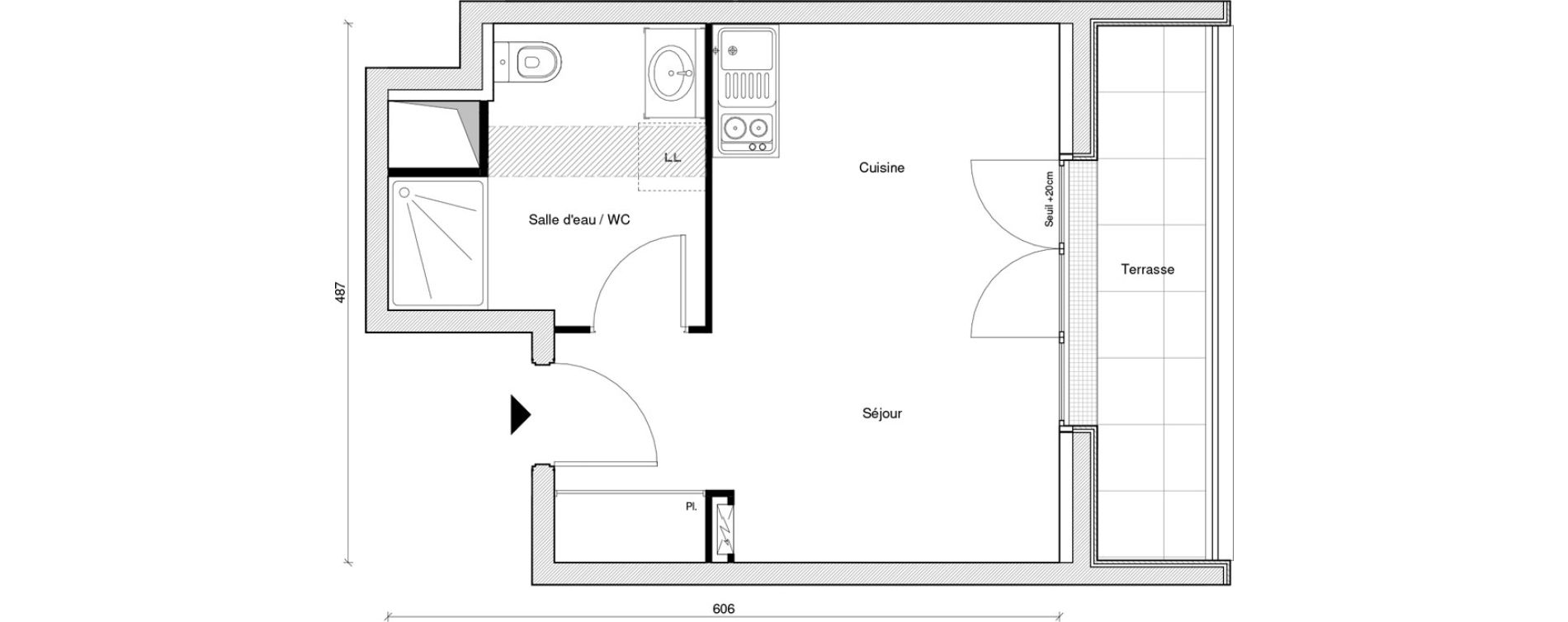 Appartement T1 de 24,44 m2 &agrave; Saint-Maur-Des-Foss&eacute;s Adamville