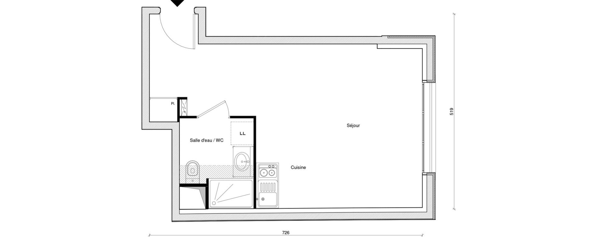 Appartement T1 de 29,91 m2 &agrave; Saint-Maur-Des-Foss&eacute;s Adamville