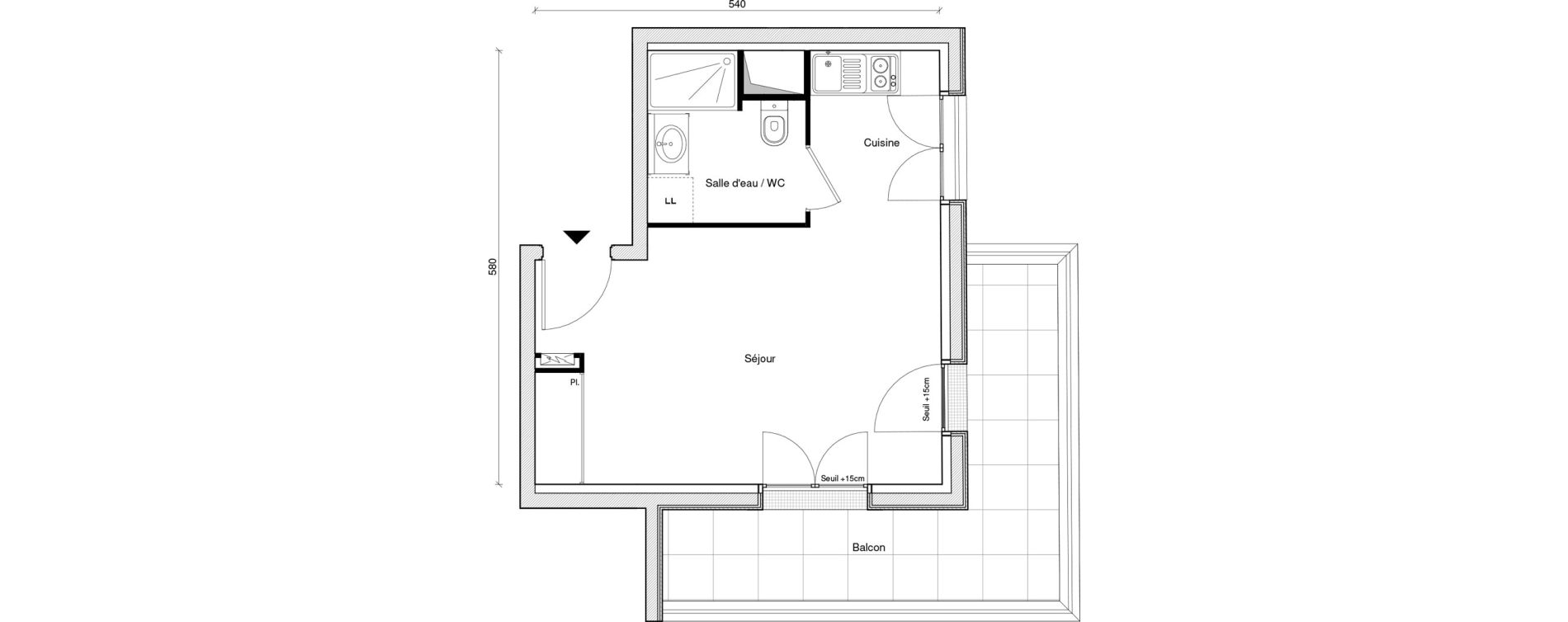 Appartement T1 de 26,22 m2 &agrave; Saint-Maur-Des-Foss&eacute;s Adamville