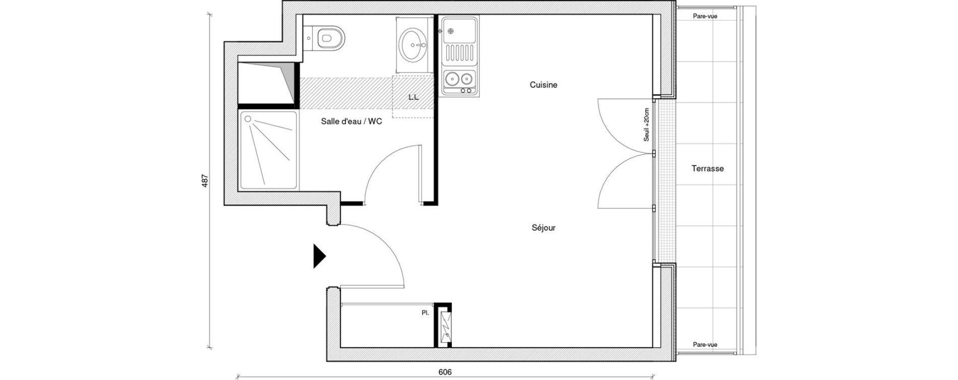 Appartement T1 de 24,44 m2 &agrave; Saint-Maur-Des-Foss&eacute;s Adamville