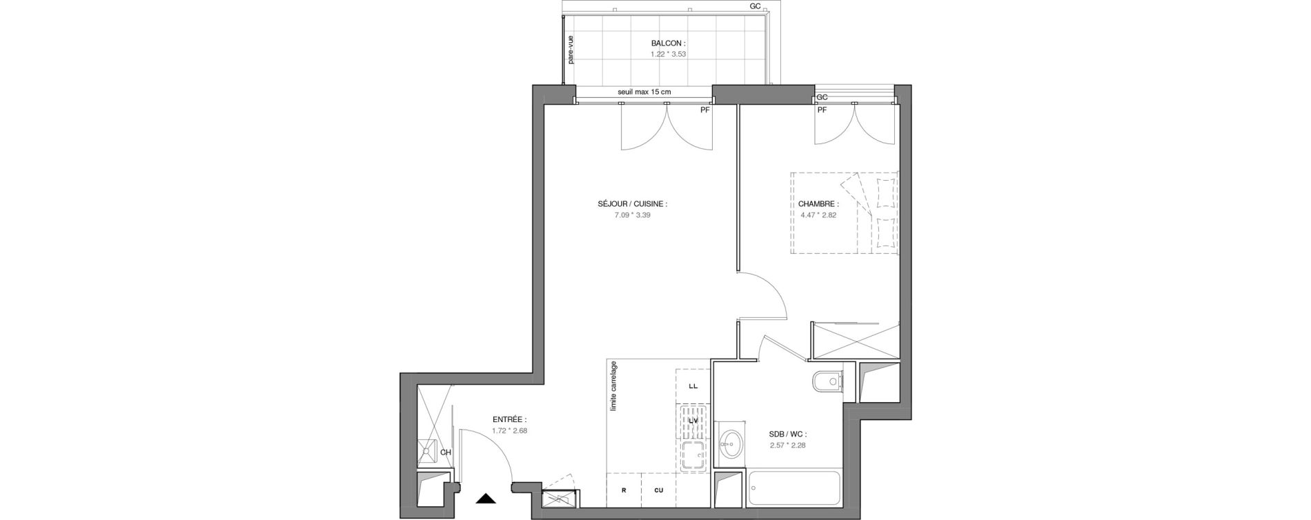 Appartement T2 de 44,49 m2 &agrave; Saint-Maur-Des-Foss&eacute;s La varenne saint hilaire