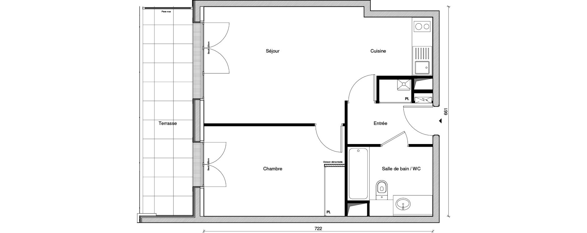 Appartement T2 de 45,10 m2 &agrave; Saint-Maur-Des-Foss&eacute;s Les muriers