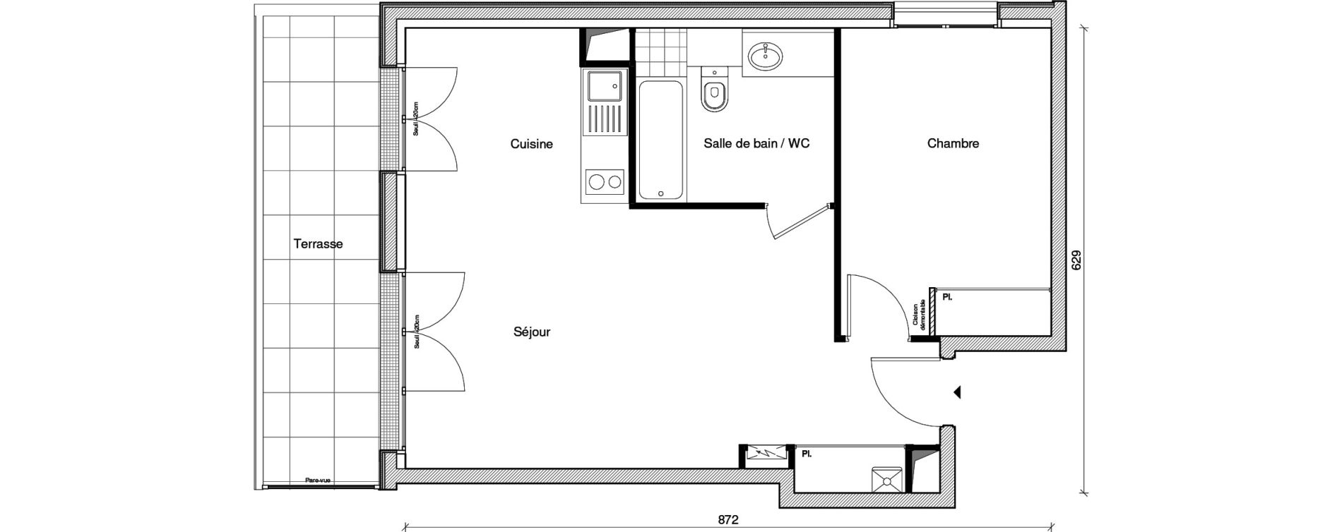 Appartement T2 de 48,23 m2 &agrave; Saint-Maur-Des-Foss&eacute;s Les muriers