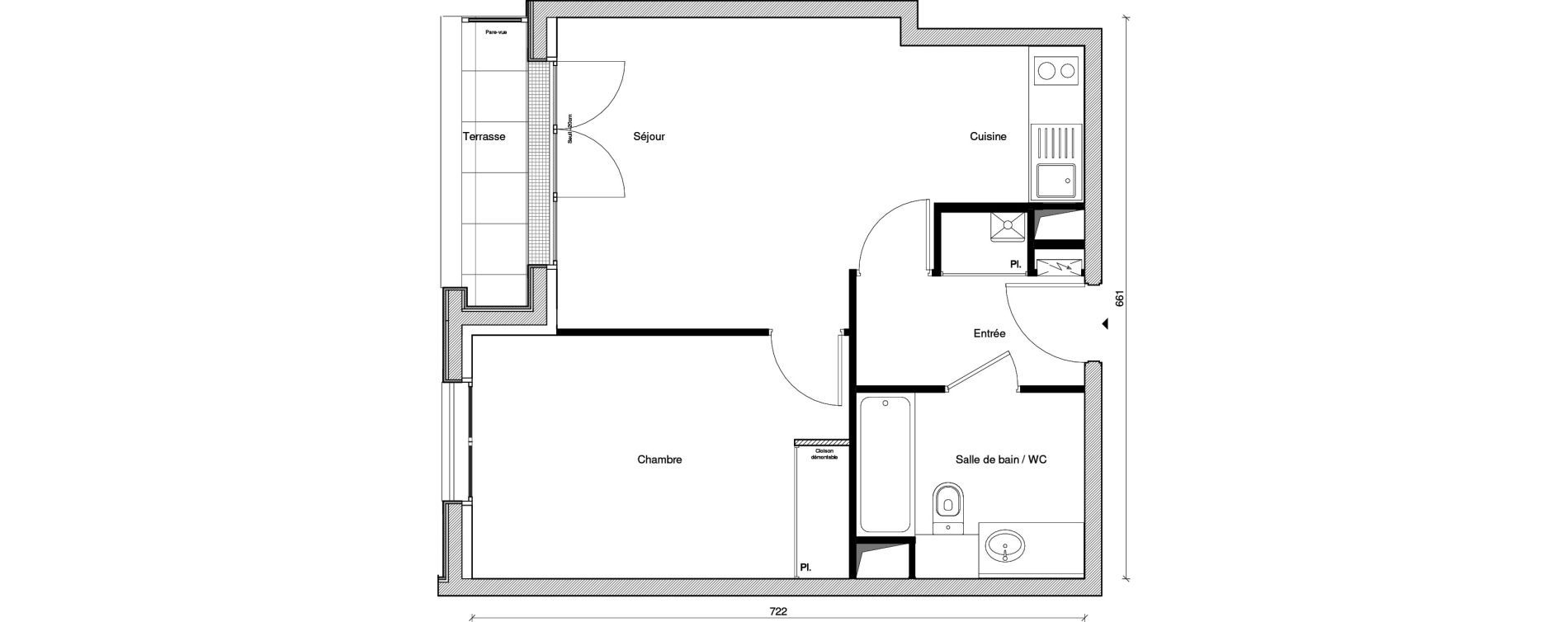 Appartement T2 de 41,42 m2 &agrave; Saint-Maur-Des-Foss&eacute;s Les muriers