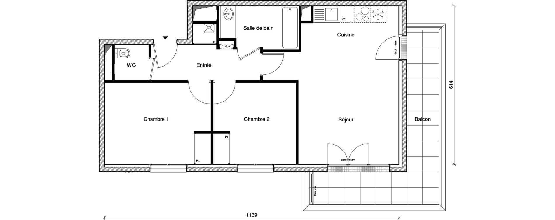Appartement T3 de 61,35 m2 &agrave; Saint-Maur-Des-Foss&eacute;s Les muriers