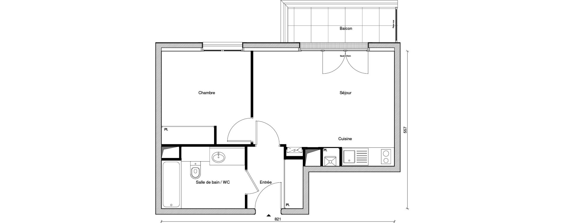 Appartement T2 de 39,03 m2 &agrave; Saint-Maur-Des-Foss&eacute;s Les muriers