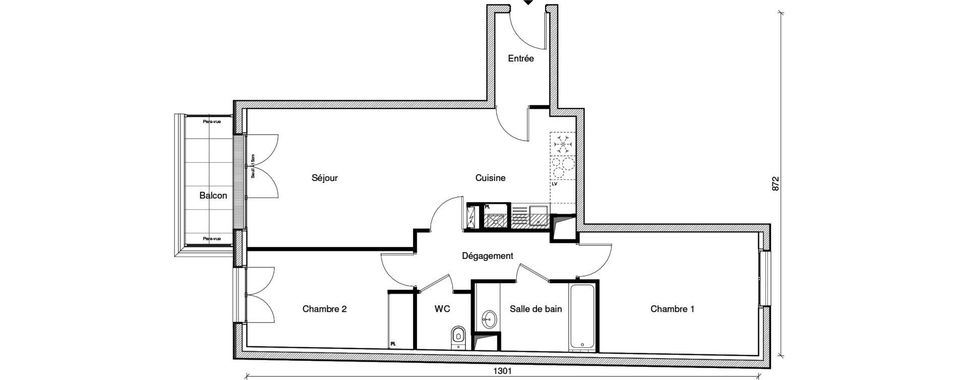Appartement T3 de 66,37 m2 &agrave; Saint-Maur-Des-Foss&eacute;s Les muriers