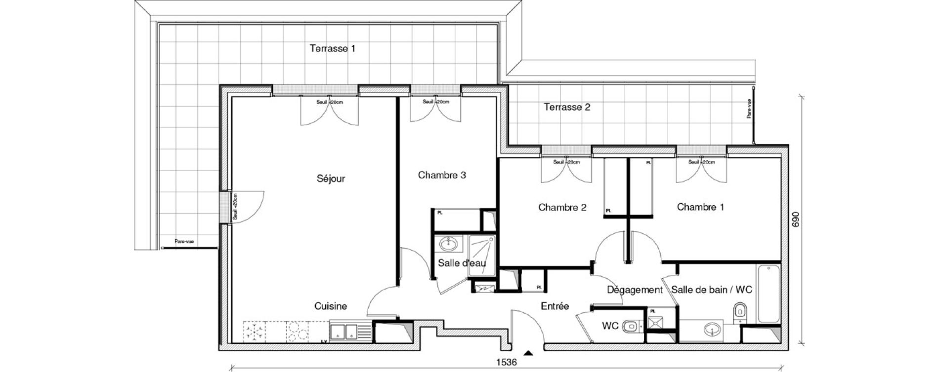 Appartement T4 de 86,18 m2 &agrave; Saint-Maur-Des-Foss&eacute;s Les muriers