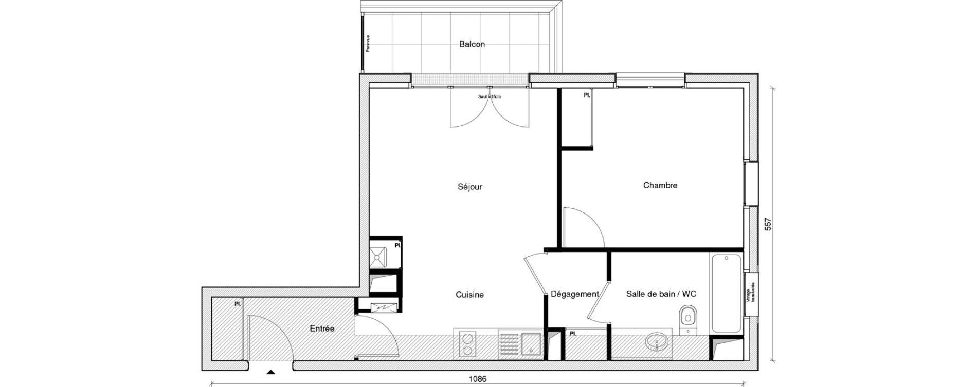 Appartement T2 de 44,47 m2 &agrave; Saint-Maur-Des-Foss&eacute;s Les muriers