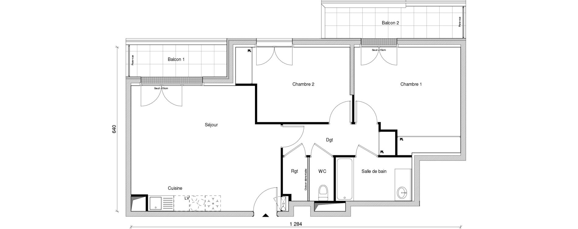 Appartement T3 de 67,36 m2 &agrave; Saint-Maur-Des-Foss&eacute;s Adamville