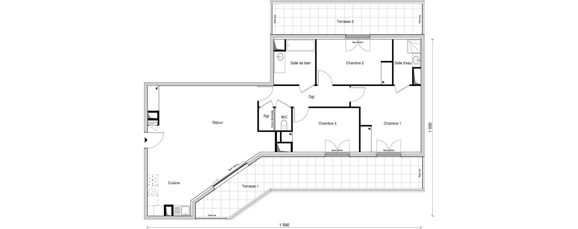 Appartement T4 de 94,67 m2 &agrave; Saint-Maur-Des-Foss&eacute;s Adamville