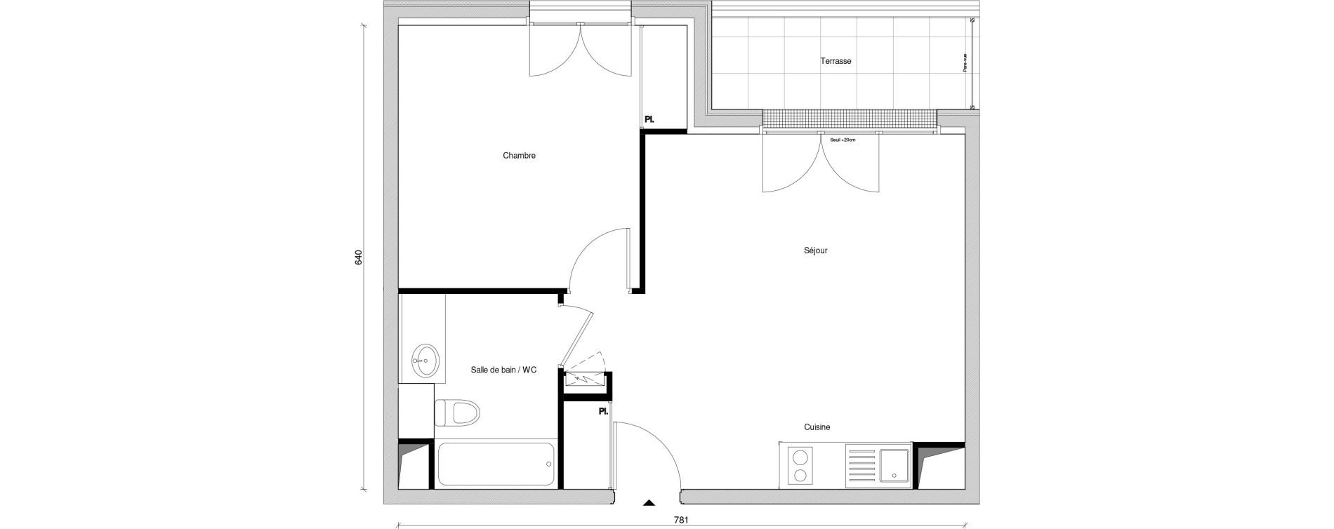 Appartement T2 de 42,55 m2 &agrave; Saint-Maur-Des-Foss&eacute;s Adamville