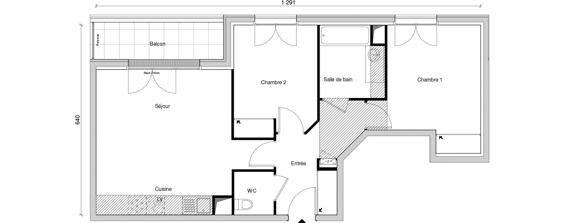 Appartement T3 de 61,04 m2 &agrave; Saint-Maur-Des-Foss&eacute;s Adamville
