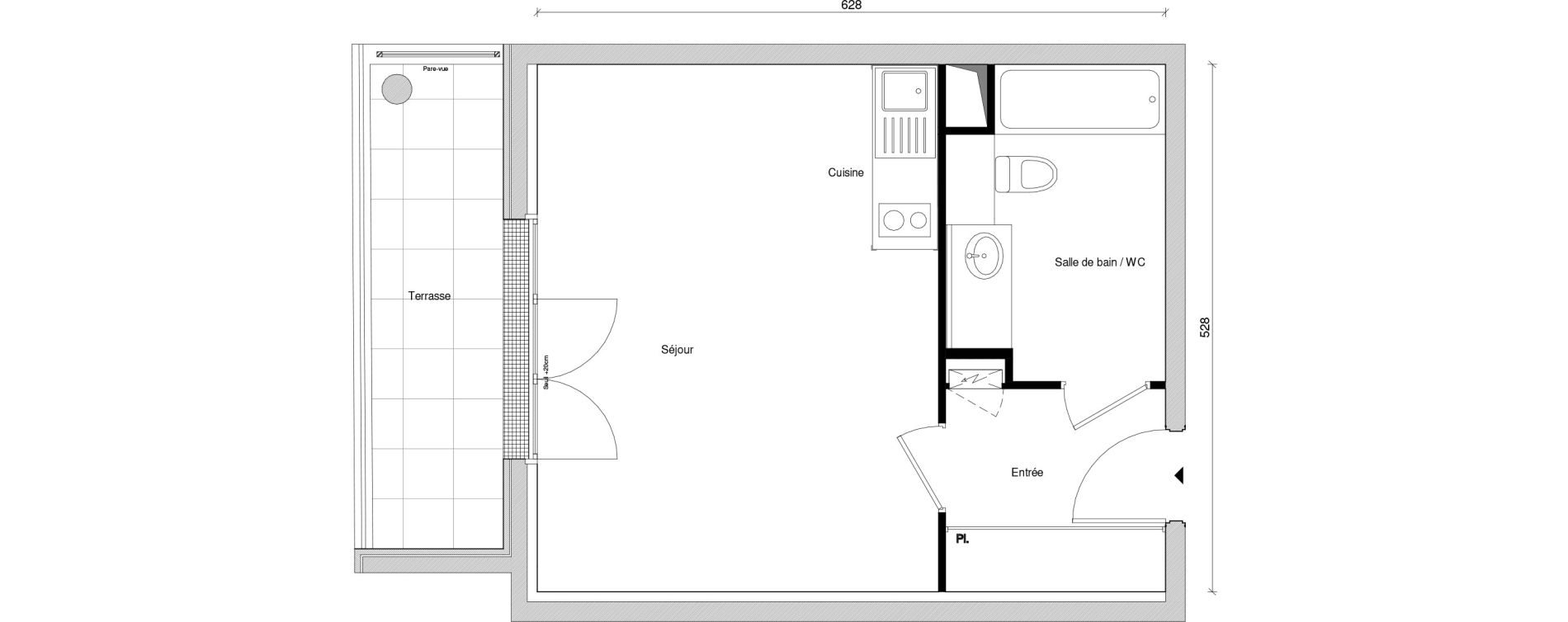 Appartement T1 bis de 32,08 m2 &agrave; Saint-Maur-Des-Foss&eacute;s Adamville