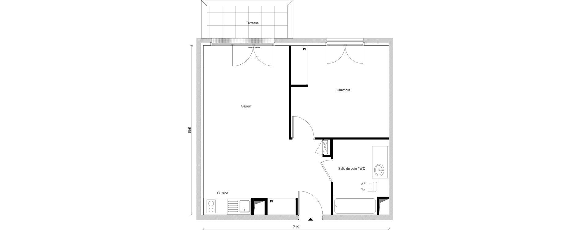 Appartement T2 de 45,50 m2 &agrave; Saint-Maur-Des-Foss&eacute;s Adamville