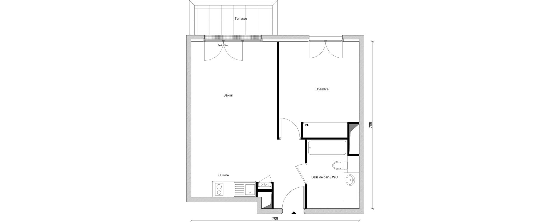 Appartement T2 de 46,45 m2 &agrave; Saint-Maur-Des-Foss&eacute;s Adamville