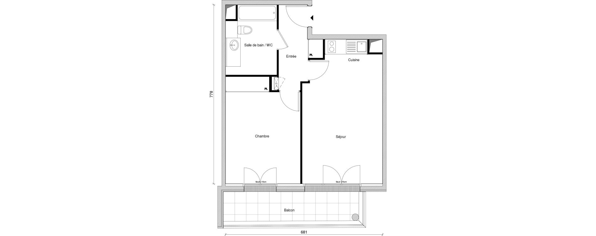 Appartement T2 de 46,12 m2 &agrave; Saint-Maur-Des-Foss&eacute;s Adamville