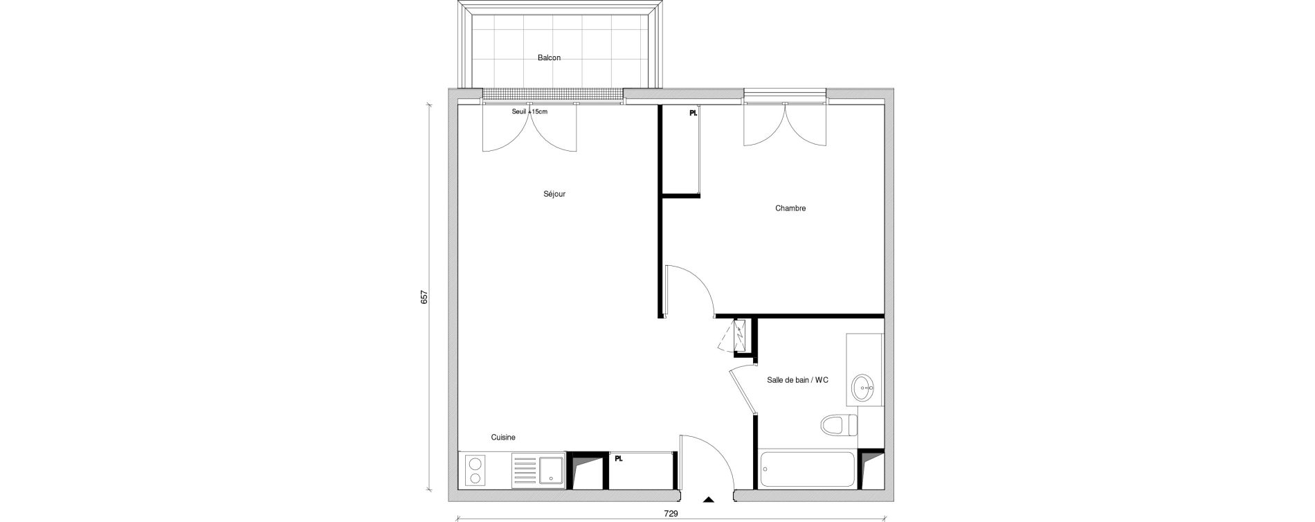 Appartement T2 de 46,10 m2 &agrave; Saint-Maur-Des-Foss&eacute;s Adamville