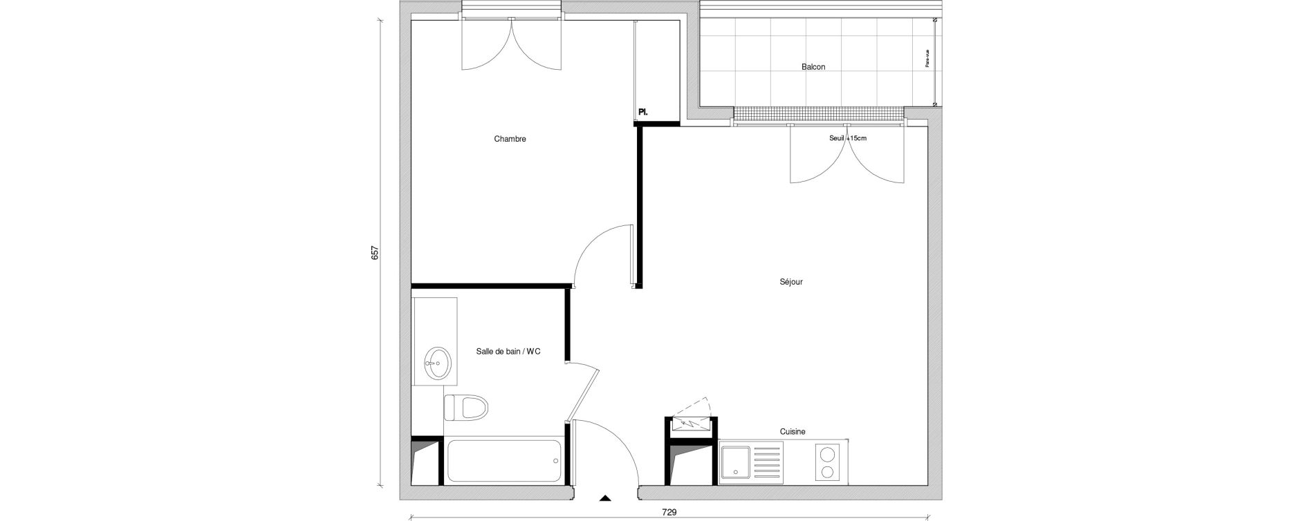 Appartement T2 de 41,00 m2 &agrave; Saint-Maur-Des-Foss&eacute;s Adamville
