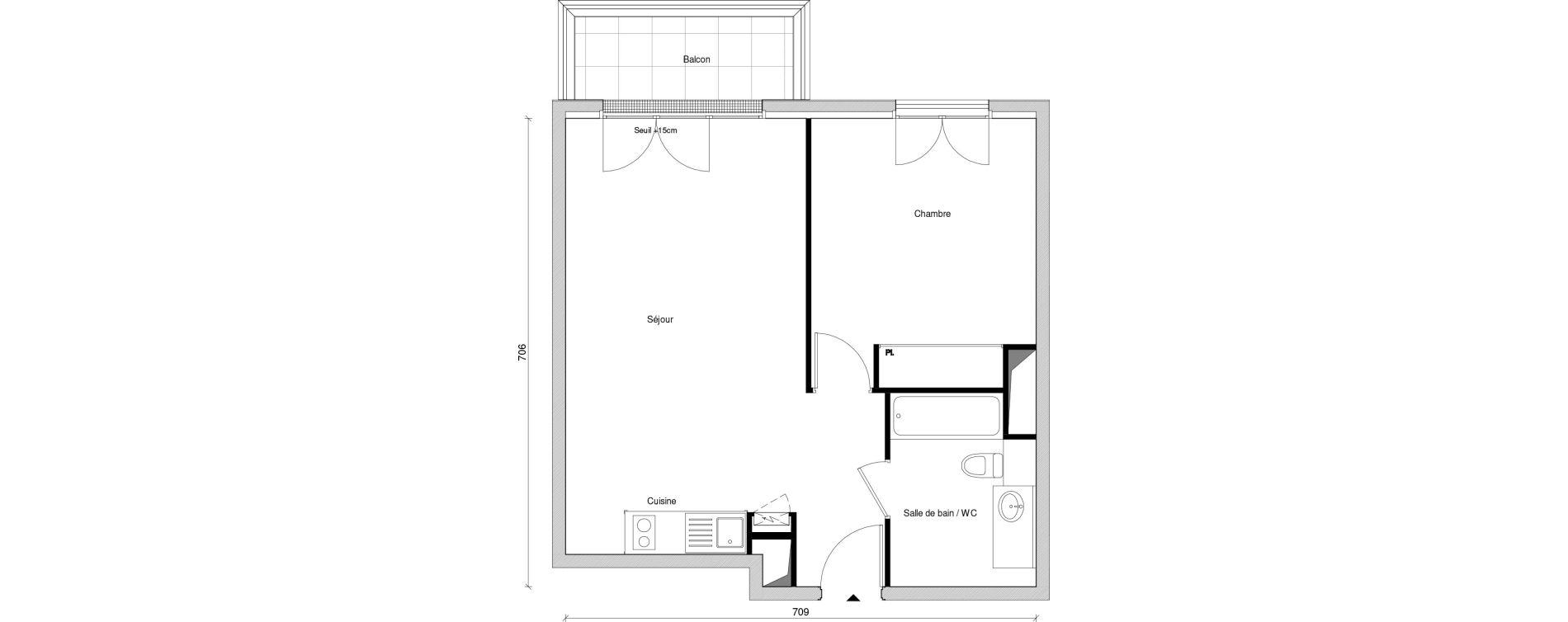 Appartement T2 de 46,45 m2 &agrave; Saint-Maur-Des-Foss&eacute;s Adamville