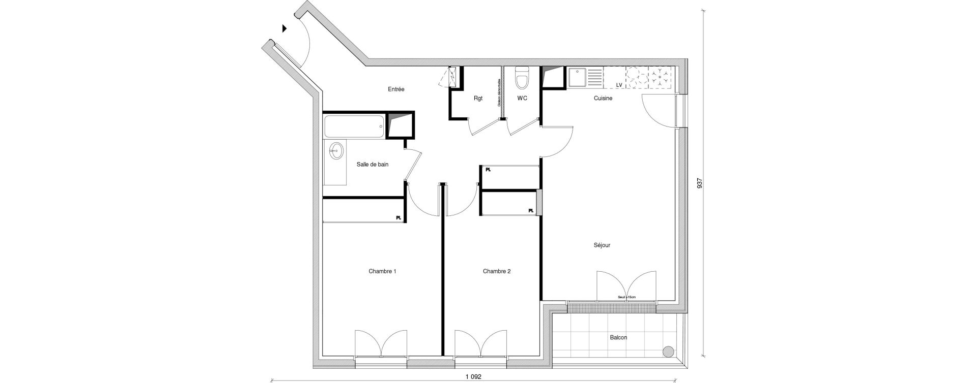 Appartement T3 de 68,57 m2 &agrave; Saint-Maur-Des-Foss&eacute;s Adamville