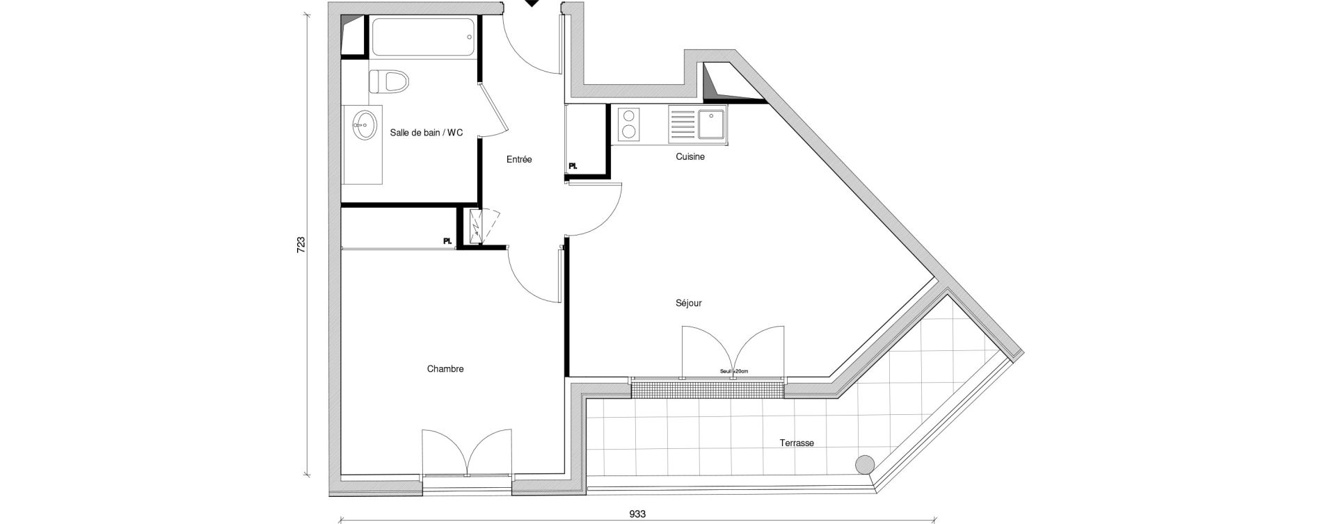 Appartement T2 de 44,16 m2 &agrave; Saint-Maur-Des-Foss&eacute;s Adamville