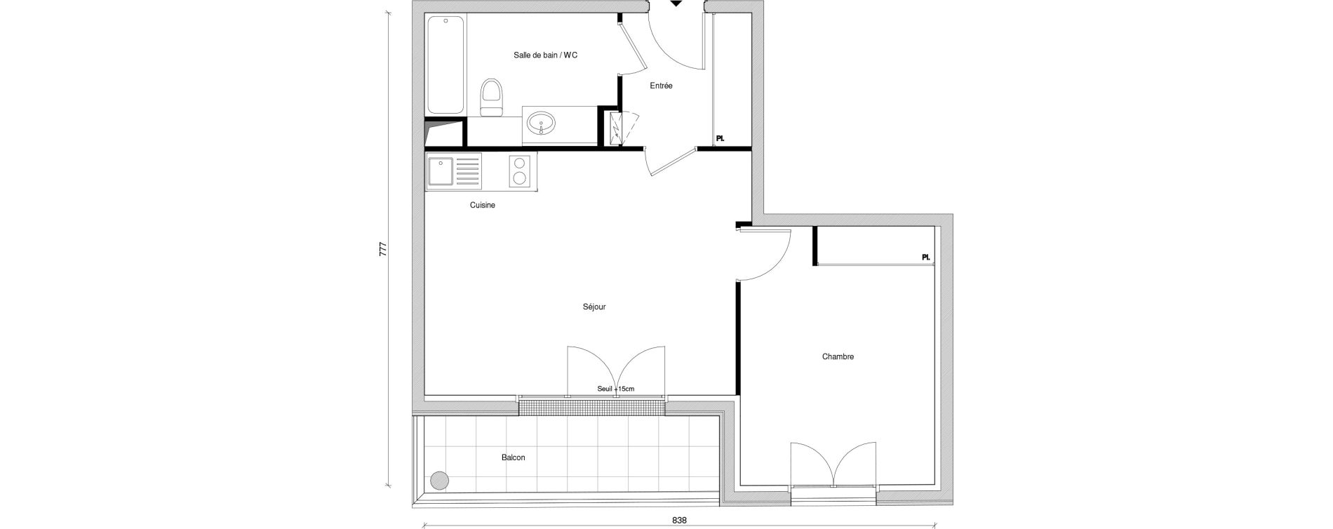 Appartement T2 de 45,52 m2 &agrave; Saint-Maur-Des-Foss&eacute;s Adamville