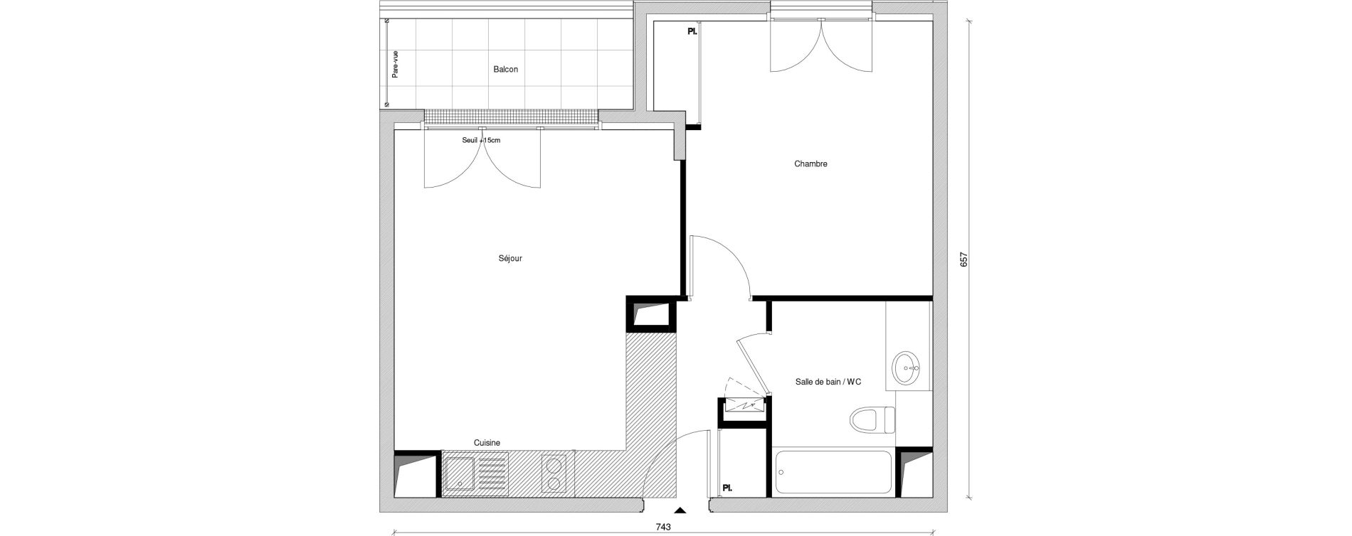 Appartement T2 de 41,27 m2 &agrave; Saint-Maur-Des-Foss&eacute;s Adamville