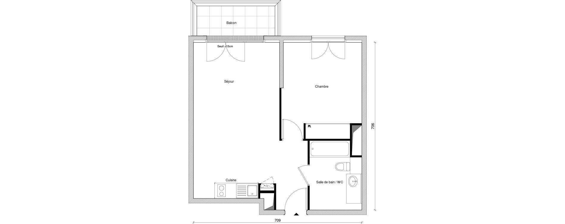 Appartement T2 de 46,27 m2 &agrave; Saint-Maur-Des-Foss&eacute;s Adamville