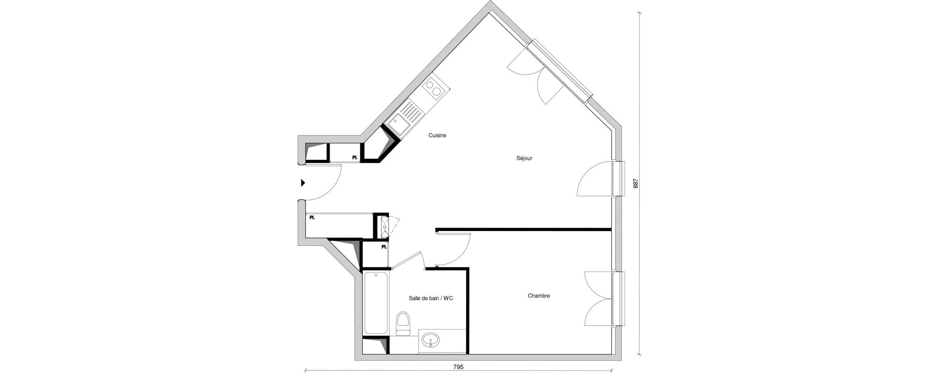 Appartement T2 de 48,22 m2 &agrave; Saint-Maur-Des-Foss&eacute;s Adamville