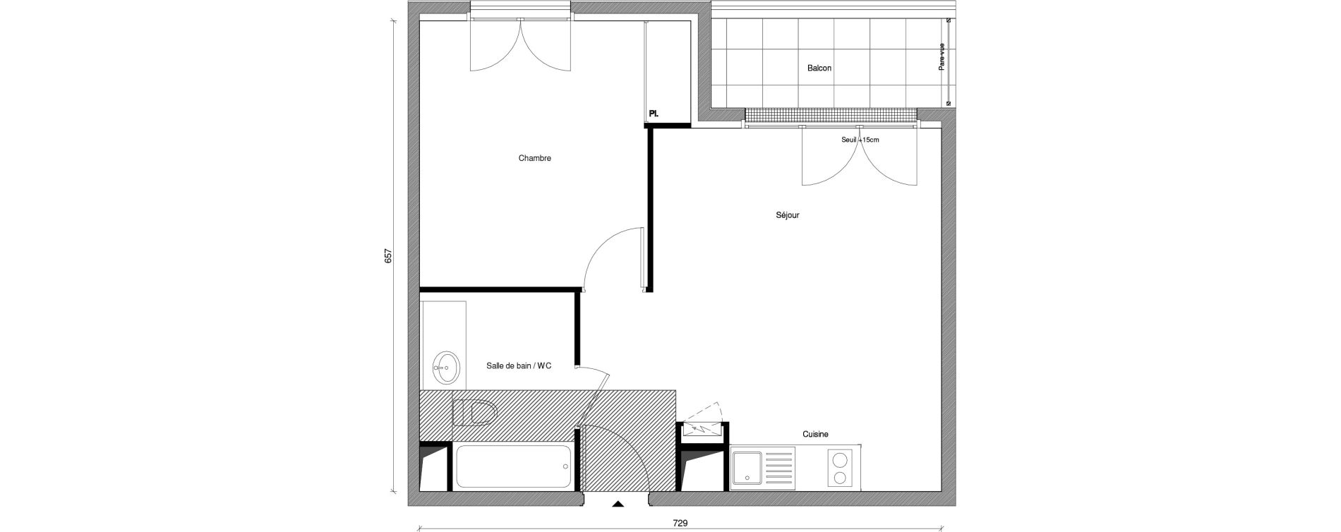 Appartement T2 de 41,00 m2 &agrave; Saint-Maur-Des-Foss&eacute;s Adamville