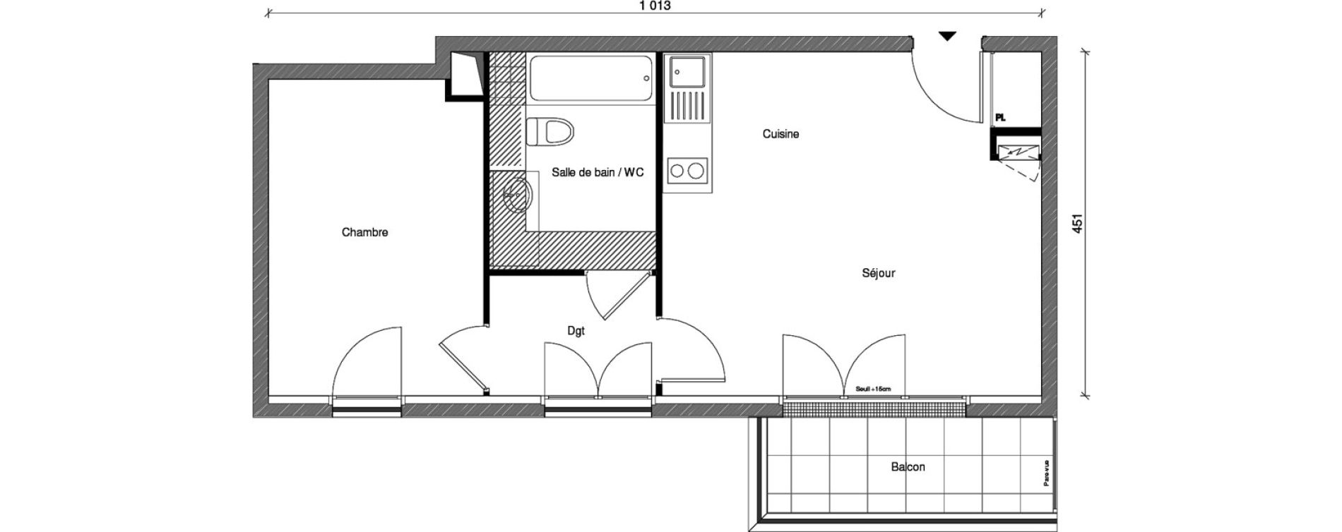 Duplex T2 de 43,43 m2 &agrave; Saint-Maur-Des-Foss&eacute;s Adamville