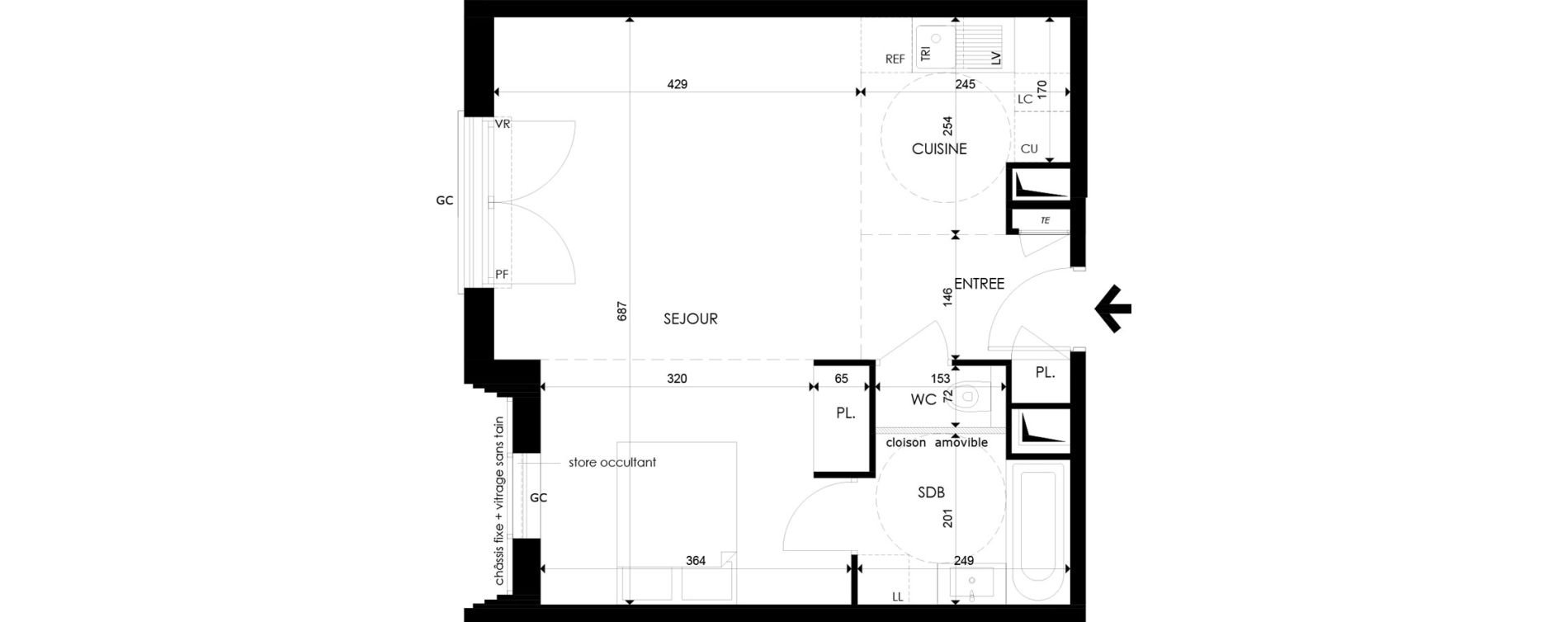 Appartement T1 de 43,32 m2 &agrave; Saint-Maur-Des-Foss&eacute;s Champignol