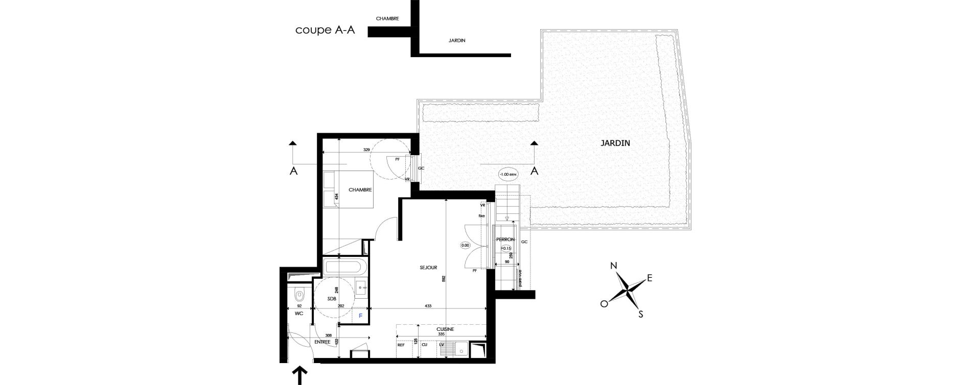 Appartement T2 de 45,66 m2 &agrave; Saint-Maur-Des-Foss&eacute;s Champignol