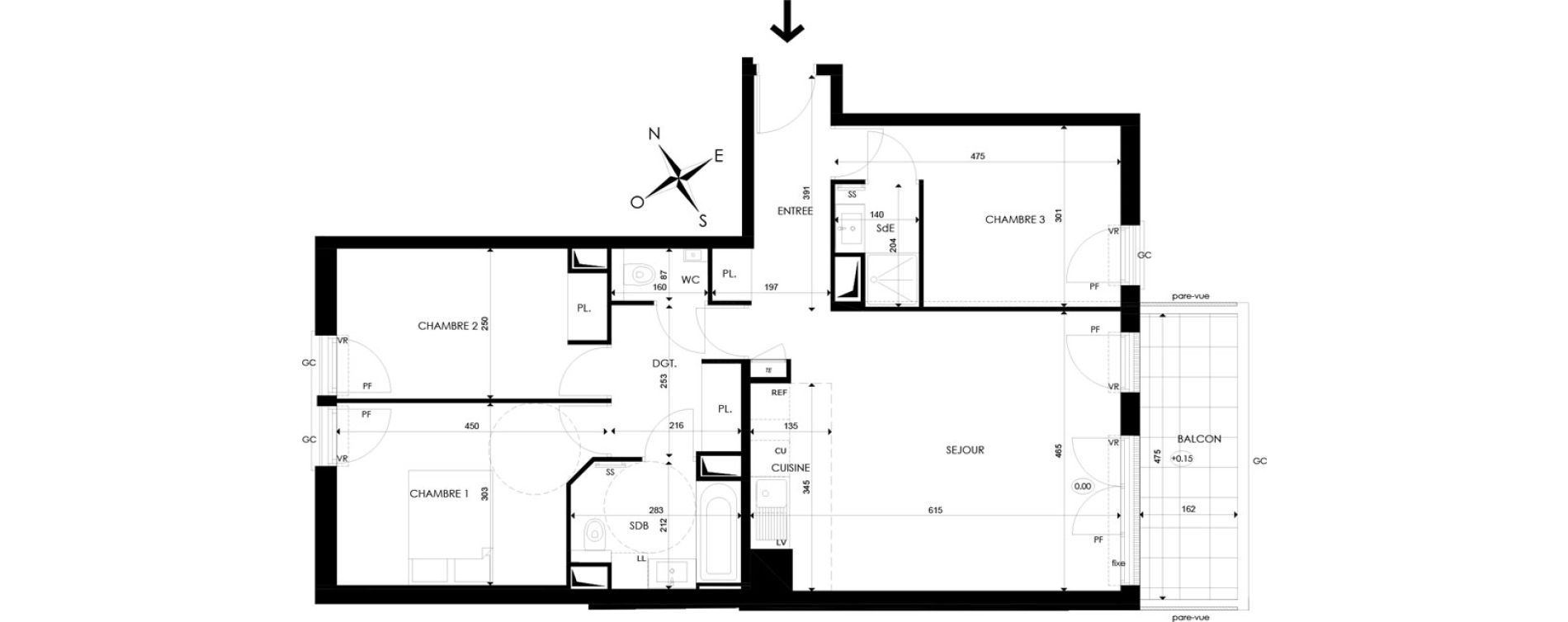 Appartement T4 de 82,52 m2 &agrave; Saint-Maur-Des-Foss&eacute;s Champignol