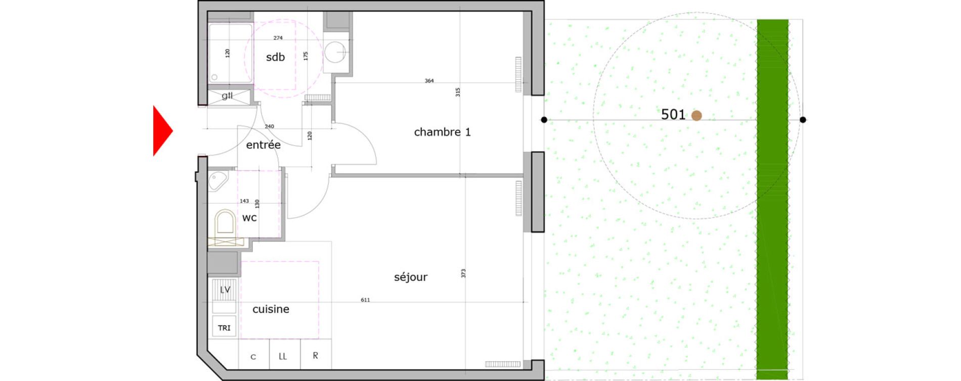 Appartement T2 de 40,60 m2 &agrave; Saint-Maur-Des-Foss&eacute;s La varenne saint hilaire