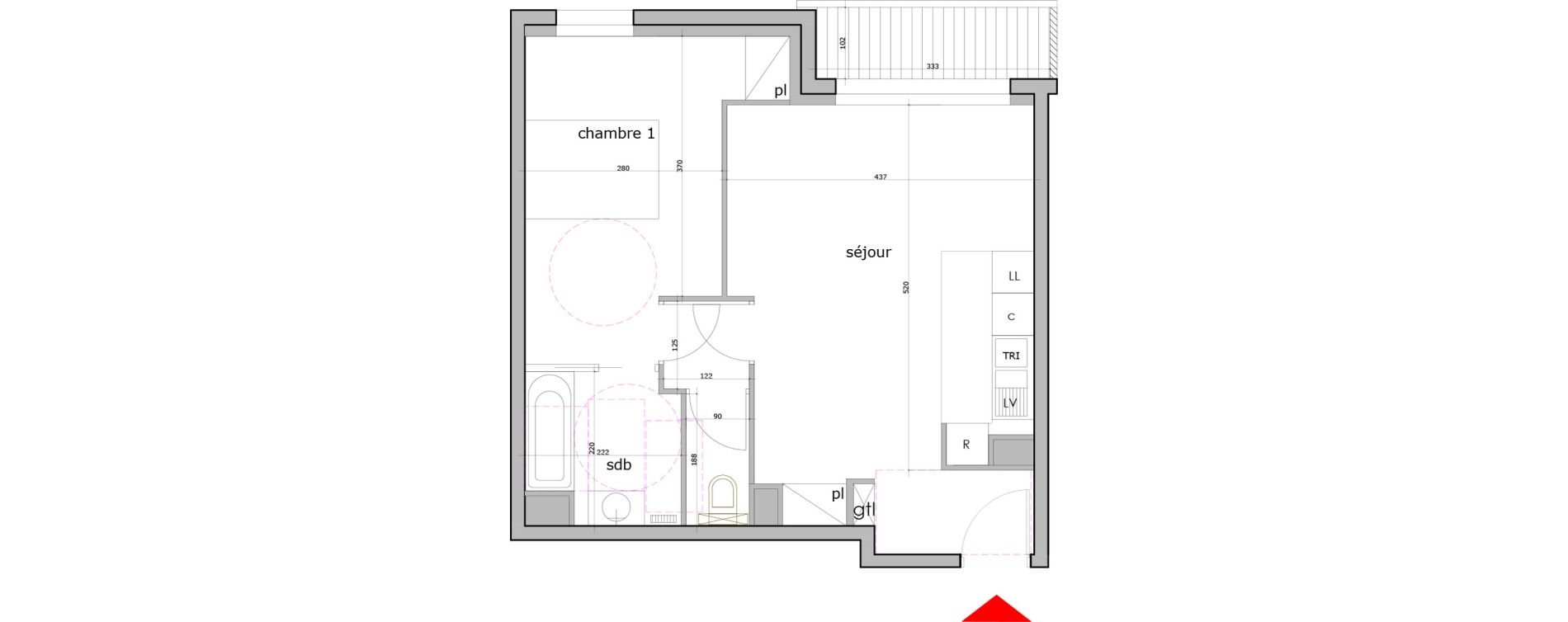 Appartement T2 de 45,80 m2 &agrave; Saint-Maur-Des-Foss&eacute;s La varenne saint hilaire