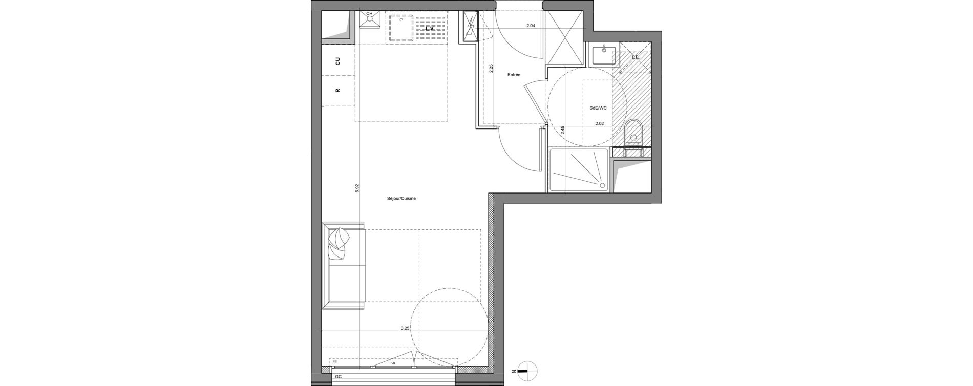 Appartement T1 de 31,21 m2 &agrave; Saint-Maur-Des-Foss&eacute;s Les muriers