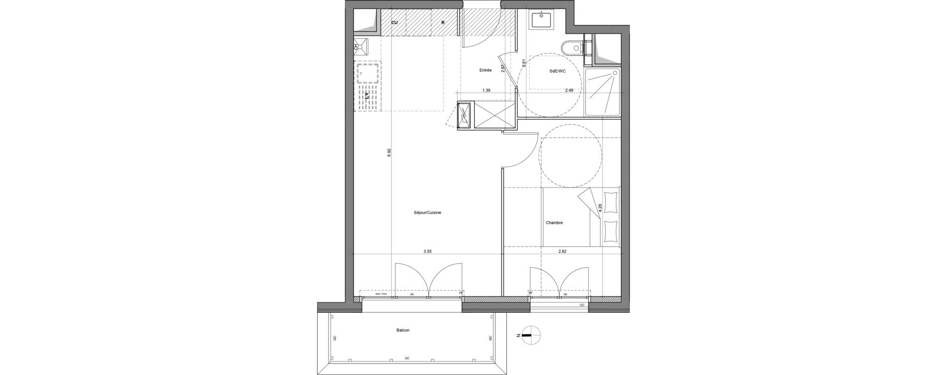 Appartement T2 de 41,65 m2 &agrave; Saint-Maur-Des-Foss&eacute;s Les muriers